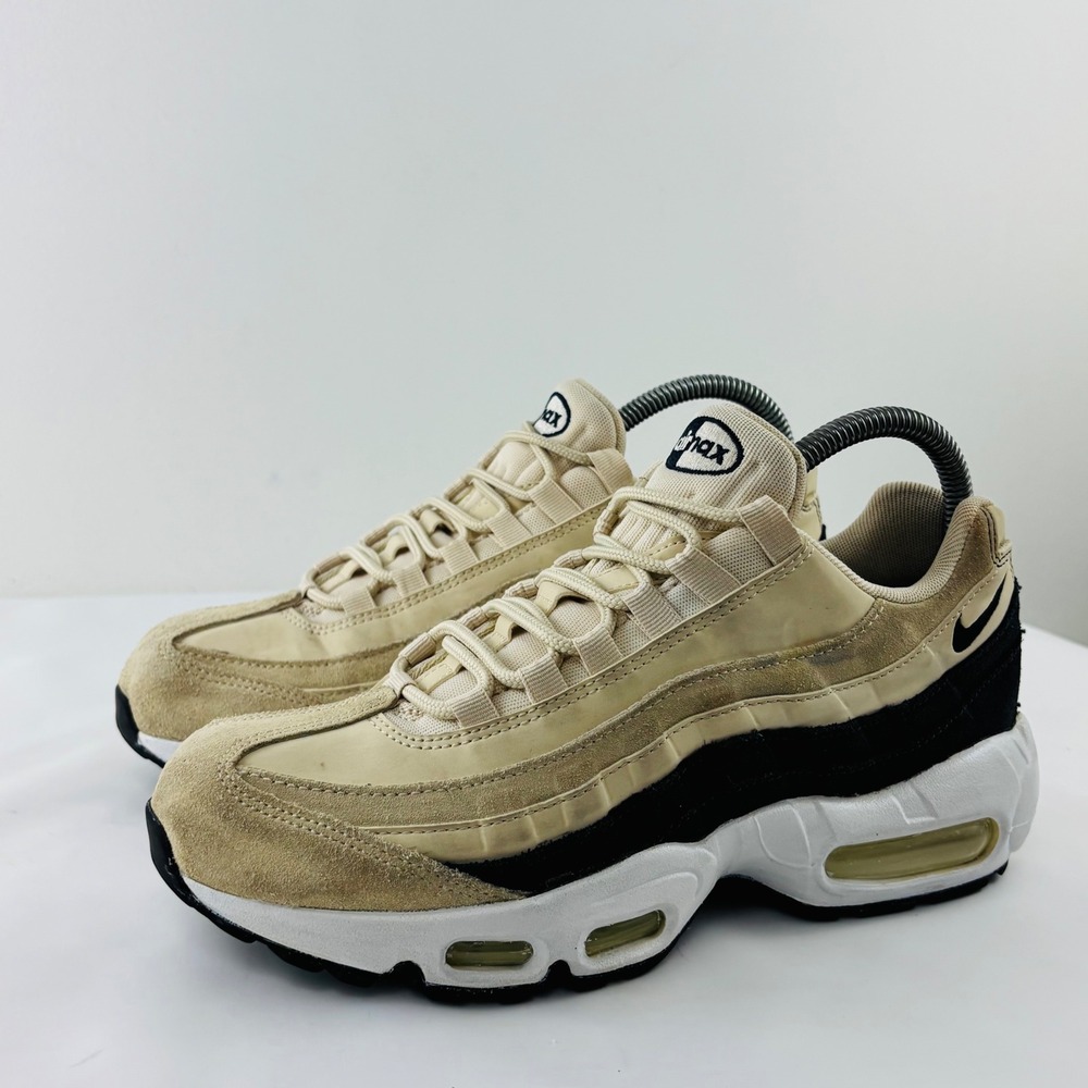 Nike Air Max 95 Premium Light Cream Black Suede Sneakers 807443-203 Womens 8